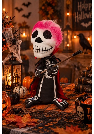 Cadılar Bayramı Hareketli Sesli Işıklı İskelet Figür 30 Cm Halloween Dekoratif Masa Süsü Tüm Yaşlar