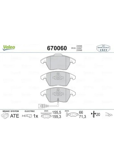 Vw Golf 4 On Fren Balatasi 1.6 2000-2004 Valeo 670060