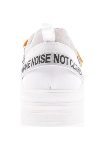 Dgn 65140-22y Kadın Mega Kalın Taban Simli Cırtlı Sneakers Ayakkabı Beyaz Multi