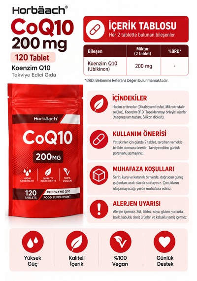 Horbaach Coq10 Koenzim Q10 200 Mg 120 Tablet