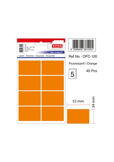 Tanex Ofc-120 Flo Turuncu Ofis Etiketi