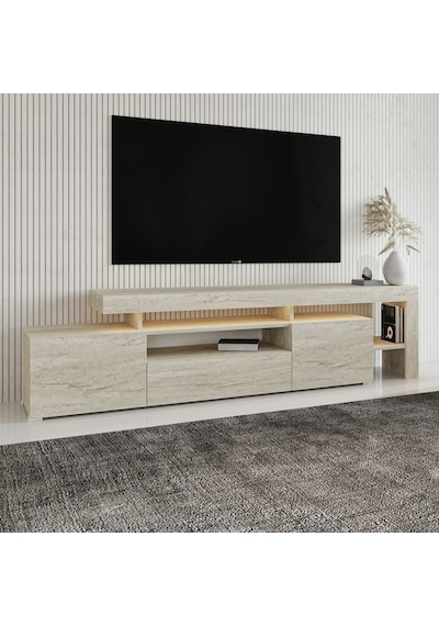 T0014 Led Işıklı Tv Sehpası - Traverten Traverten