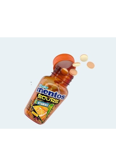 Mentos Sours Portakal Aromalı Şeker 49 Gr 12'li Paket
