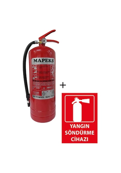 Mapeks Yangın Tüpü 6 KG ve Yangın Tüpü Levhası 2'li Set