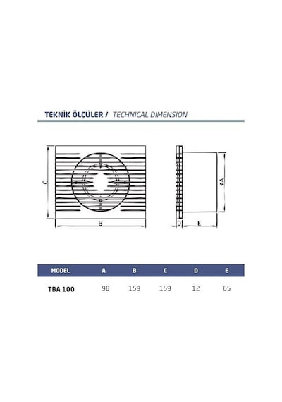 Fansan Line-100 Sessiz Banyo/Tuvalet Aspiratörü 220V Ac - 100 Mm