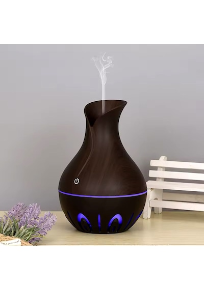 Ultrasonik Hava Nemlendirici 200ml Buhar Makinesi 7 Renk Led Işıklı Vazo Model Aroma Difüzörü 001