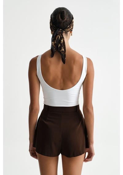 Açelyaokcu Premium Darcy Kare Yaka Bodysuit Beyaz