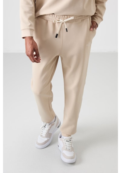 Tommy Life Bej Pamuklu Kalın Yumuşak Dokulu Comfort Fit Nakışlı Erkek Eşofman Takım - 85254 Bej