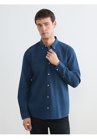 Lcw Vision Petrol Regular Fit Keten Karışımlı Erkek Gömlek