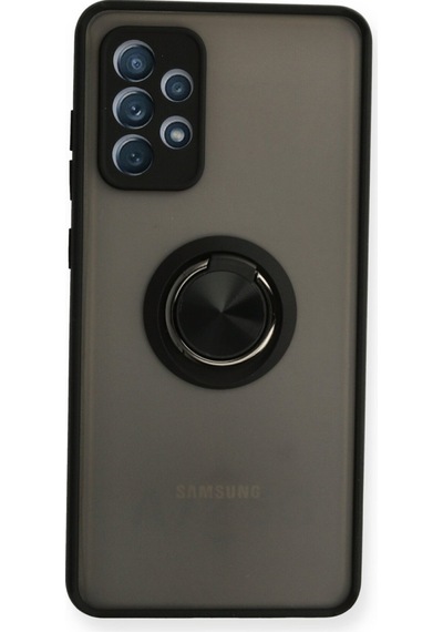 Samsung Uyumlu Galaxy A72 Uyumlu Kılıf Montreal Yüzüklü Silikon Kapak - Siyah