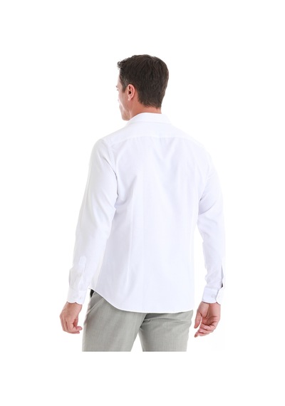 Hatemoğlu Beyaz Slim Fit Desenli Slim Yaka Pamuklu Uzun Kollu Gömlek 24d190000019 086 Beyaz