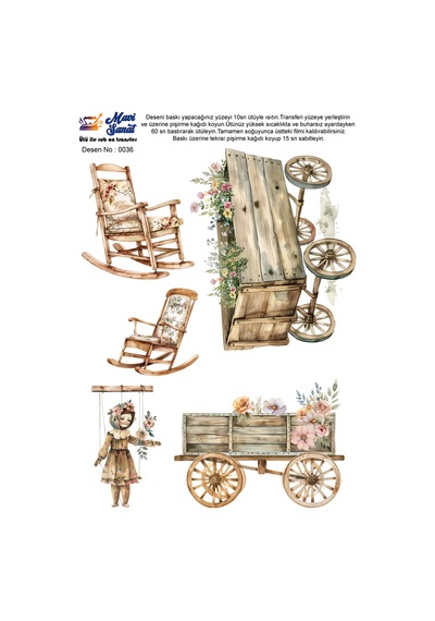 Mavi Sanat Ütü İle Rub On Transfer Kağıdı A4 Model No: 0036