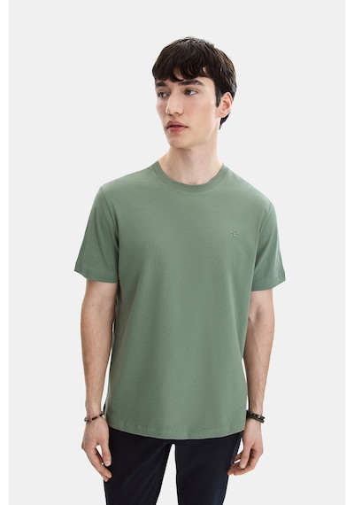 Backandbond Adaçayı Regular Fit Örme Bisiklet Yaka Tişört Mint Yeşili