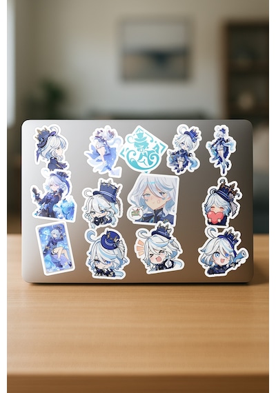 Lady Furina Genshin Impact Anime Gacha Yapışkanlı Folyo Sticker Paketi 23 Adet Çok Renkli