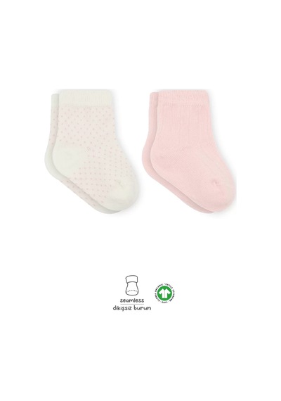 Puan Derby Penye Soket Çorap 2'li Pembe Ekru Renkli Çok Renkli
