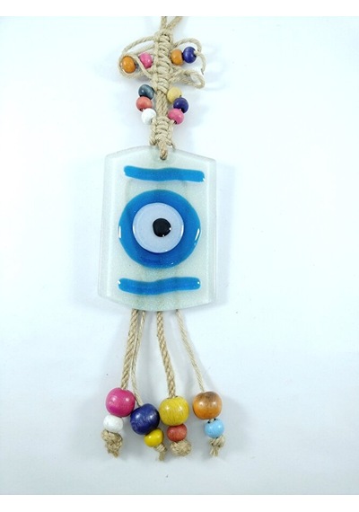 Dikdörtgen Nazar Boncuğu 11 X 7 Cm Özel Tasarım El Yapımı Makrome