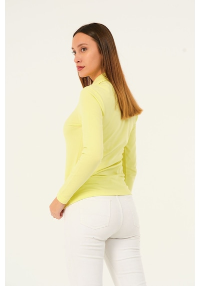 Msw Kadın Uzun Kollu Regular Fit Polo Yaka T-shirt Sarı