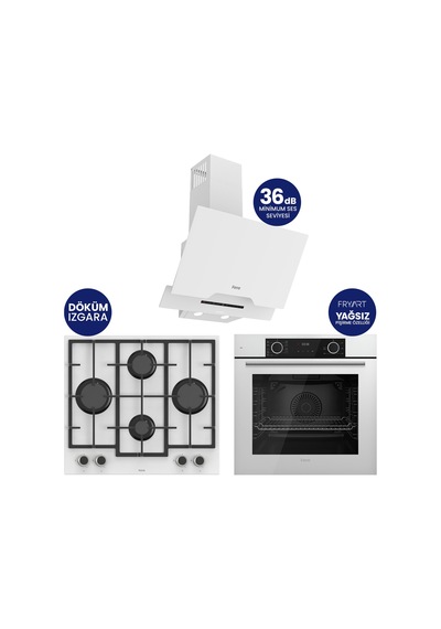 Fryart XE63CB-LN386-D064SA Beyaz Chef Edition 3'lü Ankastre Set