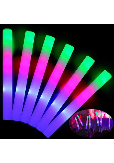 Led Işıklı 6 Adet 3 Modlu Kauçuk Işıklı Sünger Parti Çubuk Sopa - 46 Cm Diğer