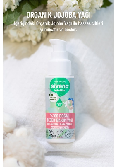Siveno %100 Doğal Bebek Yağı Organik Jojoba Bakım Masaj Yağı Bitkisel Vegan 50 ml