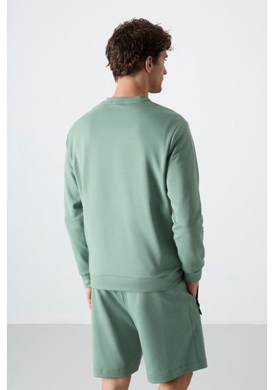 Tommy Life Açık Yeşil Basic O Yaka Rahat Form Erkek Sweatshirt - 88053 CAMEL