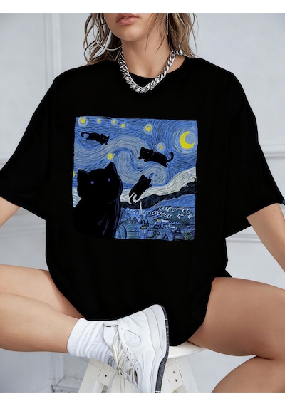 Noıssey Urban Pop Graphic Kadın Tişört Koleksiyonukod 5137 Siyah