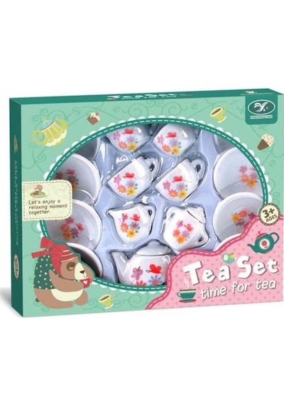17 Parça Seramik Çay Seti 04803 Çiçek Desenli
