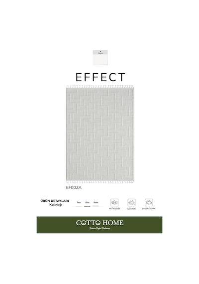 Effect Ef002a Beyaz Halı Geometrik Desenli Antialerjik Jüt Taban Salon Halısı Yatak Odası Koridor