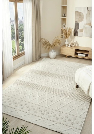 Seyran Halı Loopy 620 Krem-bej %50 Polyester - Polipropilen Yolluk