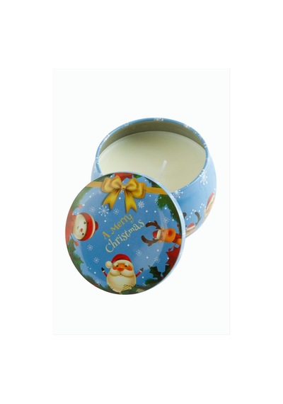 Geyik Noel Baba Yılbaşı Kapaklı Mum 8 Cm Açık Mavi