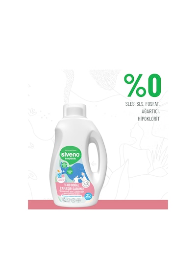 Siveno %100 Doğal Bebek Çamaşır Sabunu Kendinden Yumuşatıcılı Bitkisel Deterjan Konsantre Vegan 750 ml