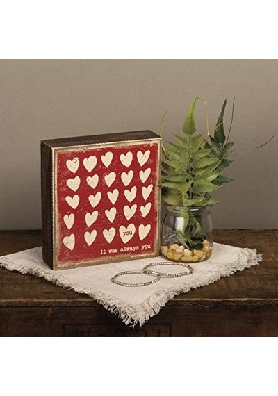 Primitives By Kathy 34732 Rustik Esinlenmiş Ahşap Kutu Tabelası, 15 X 15 Cm, It Was Always You