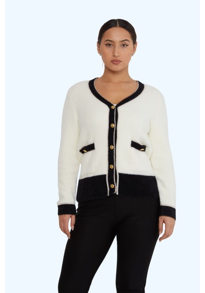 Kazee Cep Detaylı Angora Hırka Ekru - 680090834 Ekru