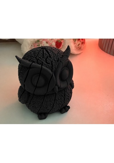 3d Baskı Hareketli Baykuş Figürü - Eklemli Flexi Oyuncak - Siyah