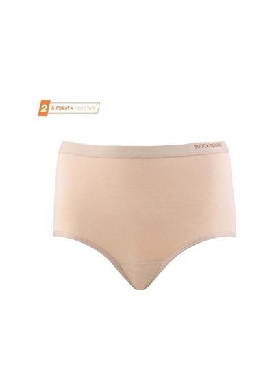 Blackspade 1307 Kadın 2'li Paket Pamuklu Yüksek Bel Slip Külot-ten Ten Rengi