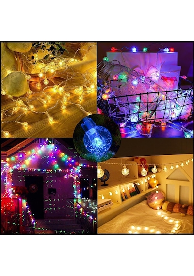 3 M 20 Led Kristal Top Işık Zinciri Gün Işığı Pilli 2 Kademeli Rgb Standart