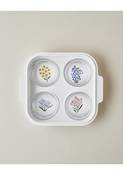 English Home Floral Garden Melamin 4'lü Kahvaltılık 24,5x21,5 Cm Renkli Çok Renkli