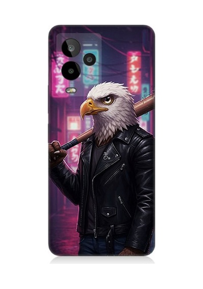 General Mobile Gm 24 Pro Uyumlu Sokakta Deri Ceketli Kartal Desenli Silikon Kılıf Çok Renkli