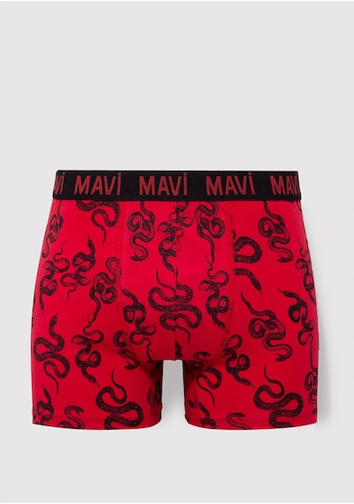 Mavi - Yılan Baskılı Kırmızı Boxer 0911056-82677 Kırmızı