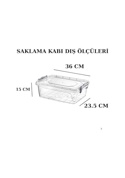 15 Litre Kapasiteli Şeffaf Plastik Saklama Kabı, İstiflenebilir Ve Kapaklı Tasarım 0
