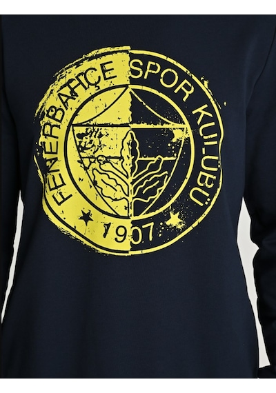 Fenerium Fenerbahçe Tribün Lazer Baskılı Tek Renk Logolu Erkek Sweatshirt Lacivert