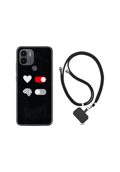 Xiaomi Redmi A1 Kılıf İpli Boyun Askılı Desenli Silikon Love Brain 1722