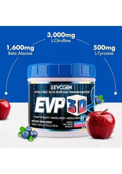 Evogen Evp 3d Preworkout Beta Alanine Arginine Nitrate Creatine Tyrosine Dmae Lions Mane Energy Pump