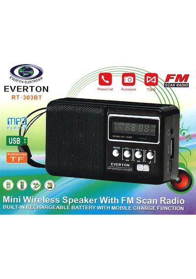 Everton Rt-303bt Fm-usb-tf Şarjlı Dijital Göstergeli Radyo Kdo