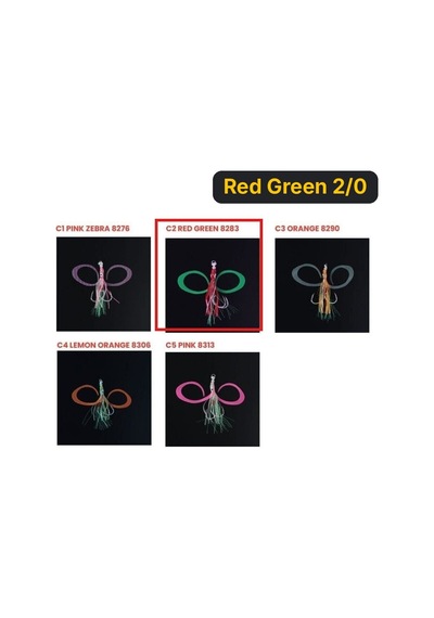 Seabor Squid Hook Skirt Red Green 2/0