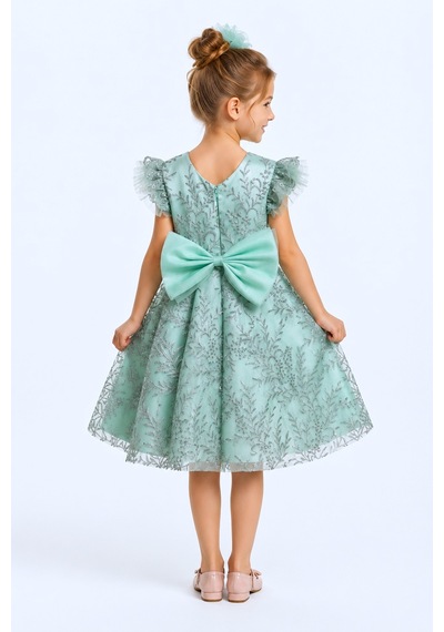 Mnk Baby & Kids Floare Kız Çocuk Abiye Elbise M00850 Mint Yeşili