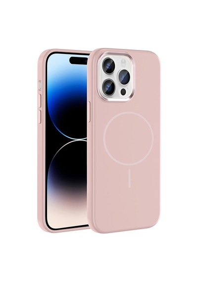 Zore İphone 14 Pro Max Kılıf M-safe Şarj Özellikli Metal Kamera Çerçeveli Ogaa Edi Silikon Kapak - Rose G Rose Gold