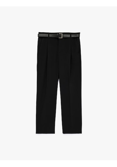 Koton Regular Fit Viskon Karışımlı Cepli Pileli Chino Pantolon Siyah 6sam40118hw