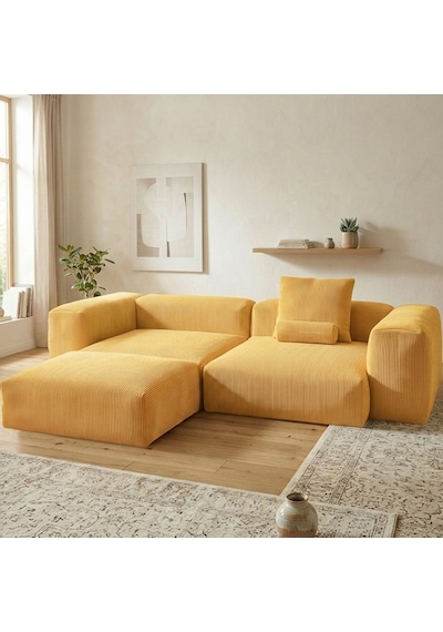 Relax Köşe Koltuk Takımı Sünger Koltuk Kanepe Divan Sarı