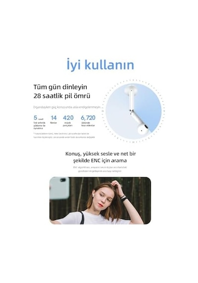Qcy Ailybuds Lite Enc Gürültü Engelleme Bluetooth 5.3 Kablosuz Kulaklık T29 Siyah